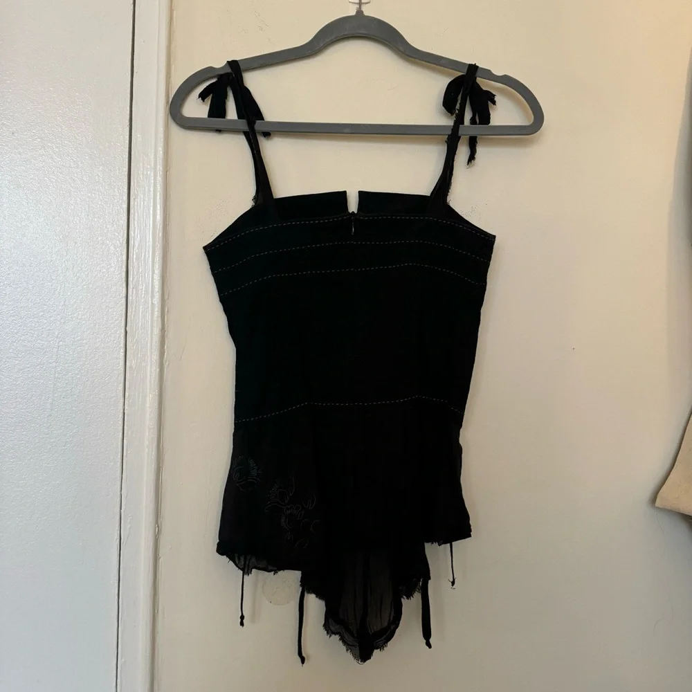 Rare Vintage Cop Copine Distressed & Embroidered Top with Contrast Stitching - Picture 7 of 7